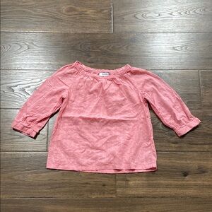 Old Navy Pink Blouse with Long Sleeves and Gathered Neckline